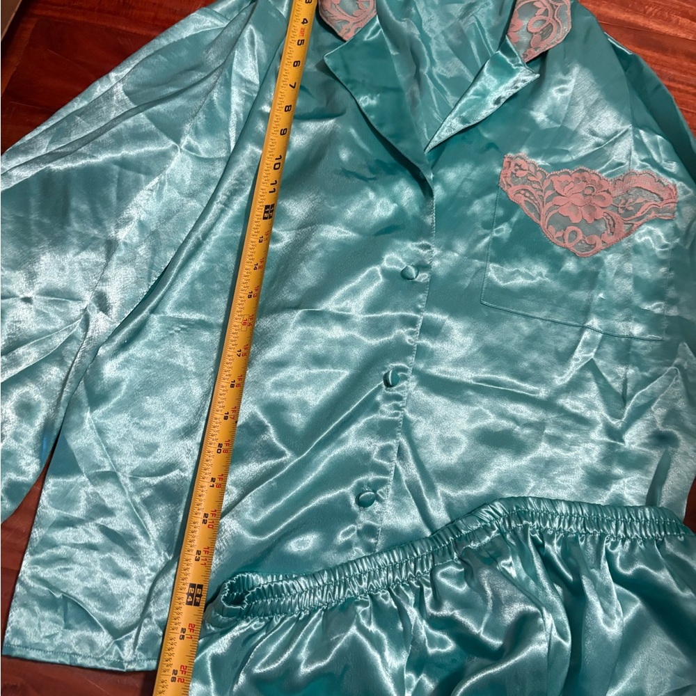 💎 Vintage Victoria’s Secret Satin Pajama Set | Teal Lace | Size S‎ | Y2K (0777) - Picture 2 of 8
